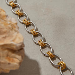 Two tone basic stainless steel bracelet chain bracelet DIY jewelry chain