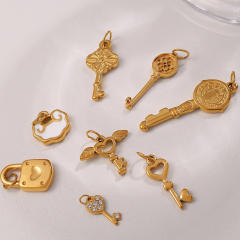 Key padlock plane multi element stainless steel charm diy jewelry accessory wholesale
