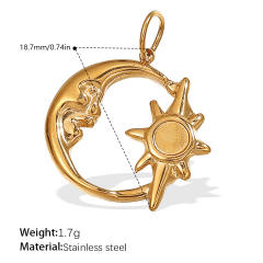 Concise moon star sun series stainless steel charm diy jewelry accessory wholesale
