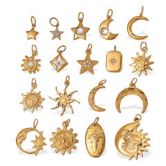 Concise moon star sun series stainless steel charm diy jewelry accessory wholesale