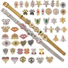 18K gold plated copper full diamond cute rainbow animal boy girl charm for belt band bracelet
