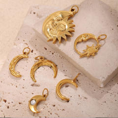 Concise moon star sun series stainless steel charm diy jewelry accessory wholesale