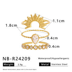 Zircon Love Four-leaf Flower Stainless Steel Rings Women's stackable rings
