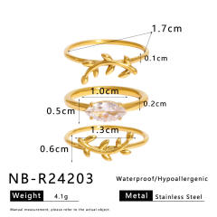 Zircon Love Four-leaf Flower Stainless Steel Rings Women's stackable rings