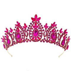 Luxury colorful crystal bead handmade wedding hair crown hair piece