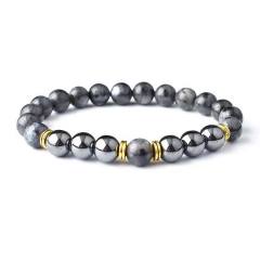 8mm natural stone energy stone Black magnet Tiger Eye volcanic rock beaded bracelet wholesale