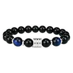Stainless steel 10mm natural stone bracelet Tiger Eye obsidian men's bracelet wholesale