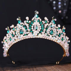 Handmade crystal bead luxury colorful hair crown wedding hair piece