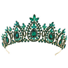 Luxury colorful crystal bead handmade wedding hair crown hair piece