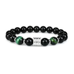 Stainless steel 10mm natural stone bracelet Tiger Eye obsidian men's bracelet wholesale