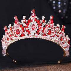 Handmade crystal bead luxury colorful hair crown wedding hair piece
