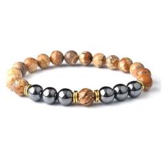 8mm natural stone energy stone Black magnet Tiger Eye volcanic rock beaded bracelet wholesale