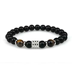 Stainless steel 10mm natural stone bracelet Tiger Eye obsidian men's bracelet wholesale
