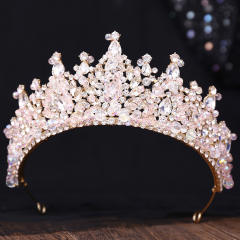 Handmade crystal bead luxury colorful hair crown wedding hair piece