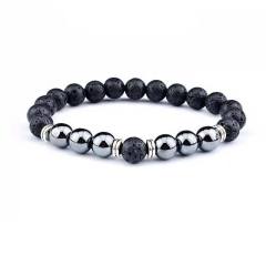 8mm natural stone energy stone Black magnet Tiger Eye volcanic rock beaded bracelet wholesale