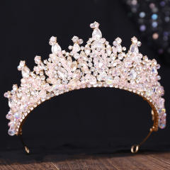 Handmade crystal bead luxury colorful hair crown wedding hair piece