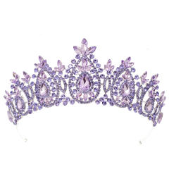Luxury colorful crystal bead handmade wedding hair crown hair piece