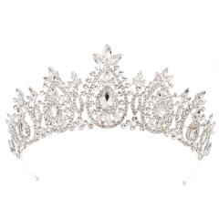 Luxury colorful crystal bead handmade wedding hair crown hair piece