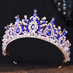 Handmade crystal bead luxury colorful hair crown wedding hair piece