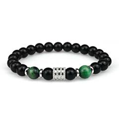 Stainless steel 10mm natural stone bracelet Tiger Eye obsidian men's bracelet wholesale