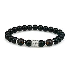 Stainless steel 10mm natural stone bracelet Tiger Eye obsidian men's bracelet wholesale