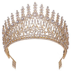 Baroque Beauty Pageant Crown Alloy Bride Crown Stage Show Crown Big Hair Comb Show Crown