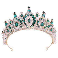 Handmade crystal bead luxury colorful hair crown wedding hair piece