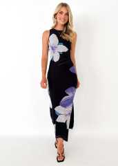Summer 2025 New Sleeveless dress Long Dress Random Printed High Waist Slim-fit flower dress