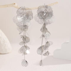 Manifold Butterfly Leaves Heavy Handmade Elegant Wedding Show Women's Earrings