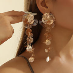 Manifold Butterfly Leaves Heavy Handmade Elegant Wedding Show Women's Earrings