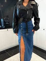 Women's Button Irregular Split Half-length Denim Skirt High Waist Sexy Slim-fit Hip Skirt