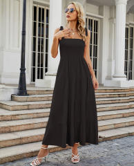 Summer Women's Clothing Leisure Commuter Sleeveless Spice Girl Printed Long Sling dress