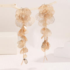 Manifold Butterfly Leaves Heavy Handmade Elegant Wedding Show Women's Earrings