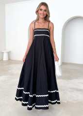 Women's summer new fashion temperament long lace stitching tea break sling dress