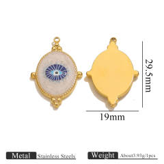 Stainless Steel Vintage Round Blue Eye Pendant DIY Oil Dropping Devil's Eye Bracelet Necklace Keychain Jewelry Accessories 5pcs/pack