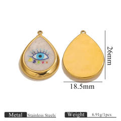 Stainless Steel Vintage Round Blue Eye Pendant DIY Oil Dropping Devil's Eye Bracelet Necklace Keychain Jewelry Accessories 5pcs/pack