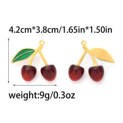 304 Stainless steel enamel fruit cherry watermelon charm diy jewelry accessory