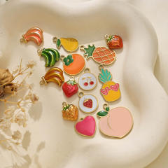 304 stainless steel oil drop fruit pendant diy color all-match cherry peach pineapple banana strawberry persimmon accessories