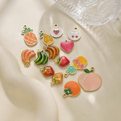 304 stainless steel oil drop fruit pendant diy color all-match cherry peach pineapple banana strawberry persimmon accessories