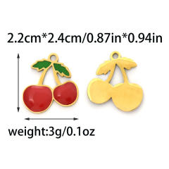 304 Stainless steel enamel fruit cherry watermelon charm diy jewelry accessory