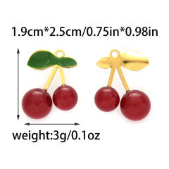 304 Stainless steel enamel fruit cherry watermelon charm diy jewelry accessory