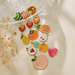 304 stainless steel oil drop fruit pendant diy color all-match cherry peach pineapple banana strawberry persimmon accessories
