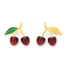 304 Stainless steel enamel fruit cherry watermelon charm diy jewelry accessory