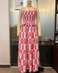 Holiday Style Women's Sling dress New Wave Edge Floral Fresh Sweet Relaxation Long Dress