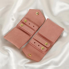 Creative Microfiber Jewelry Roll Portable Folding Earrings Necklace Ring Jewelry Mini Storage Bag