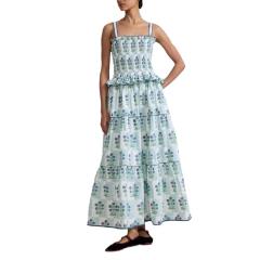 Holiday Style Women's Sling dress New Wave Edge Floral Fresh Sweet Relaxation Long Dress