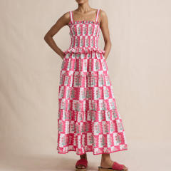 Holiday Style Women's Sling dress New Wave Edge Floral Fresh Sweet Relaxation Long Dress