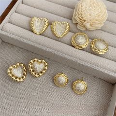 Multi-style copper plated 18k gold inlaid with full diamond zircon love circle style earrings