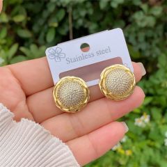 Multi-style copper plated 18k gold inlaid with full diamond zircon love circle style earrings
