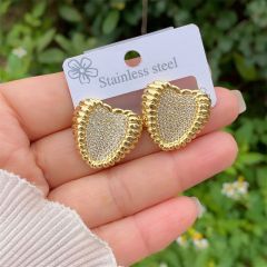 Multi-style copper plated 18k gold inlaid with full diamond zircon love circle style earrings